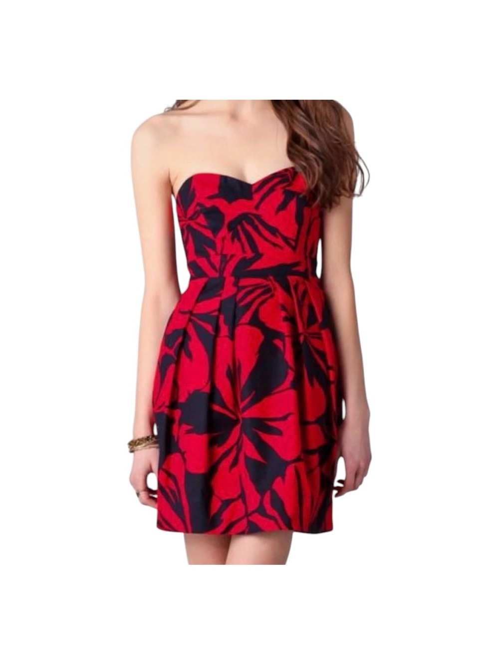 Shoshana. Navy Red Strapless Mia Fiji Mini Cocktail Dress 8